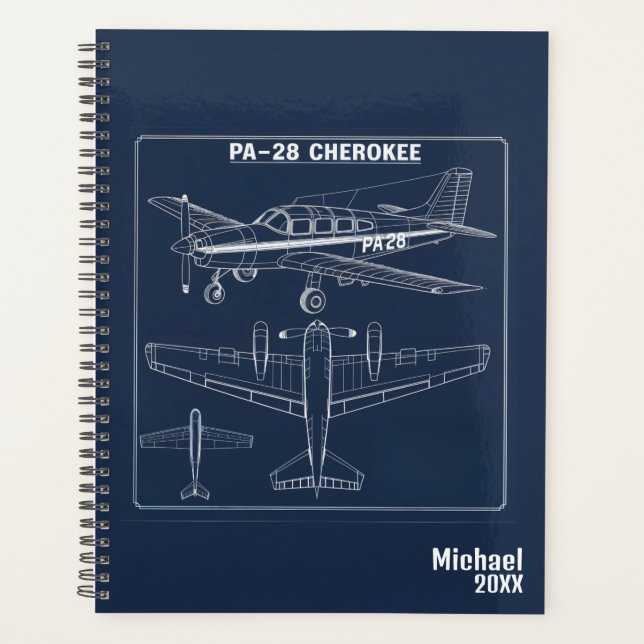 Agenda PA-28 Avião Cherokee Blueprint Blue Aviation (Frente)