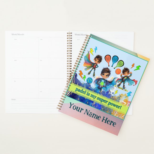 Agenda Padel Day Planner – Boys Super Power Multi-Colors (Exibição)