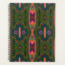 Agenda Padrão Abstrato azul, verde e laranja retrô