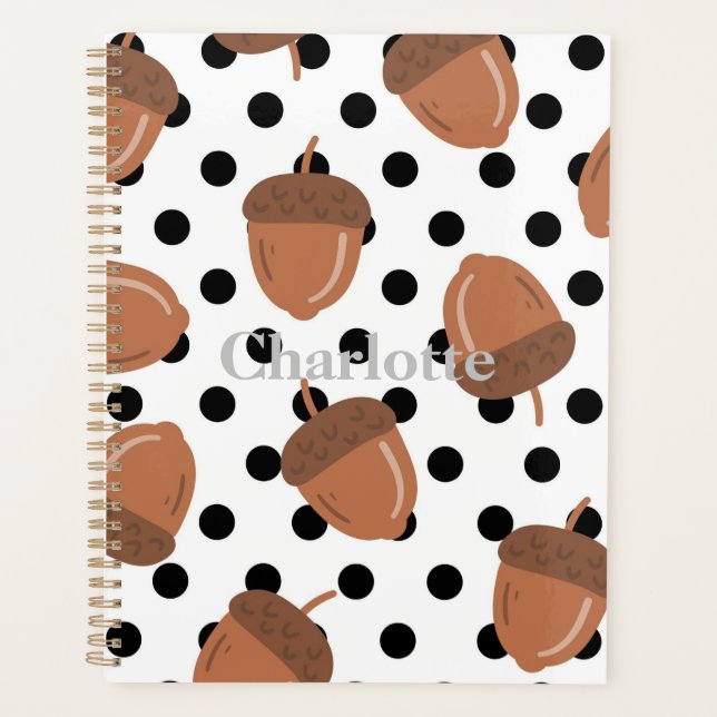 Agenda Padrão Acorn Black Dots Autumn Y2K (Frente)