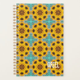 Agenda Padrão Amarelo Floral Abstrato personalizado