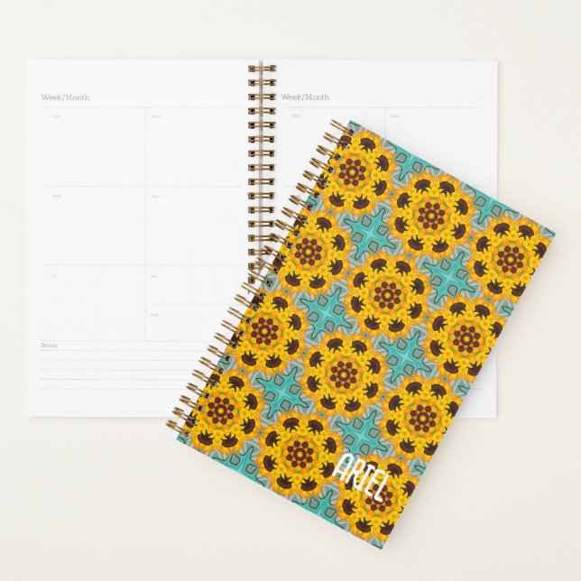 Agenda Padrão Amarelo Floral Abstrato personalizado (Exibição)