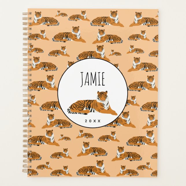 Agenda Padrão Animal de Tigre Selvagem Personalizado (Frente)