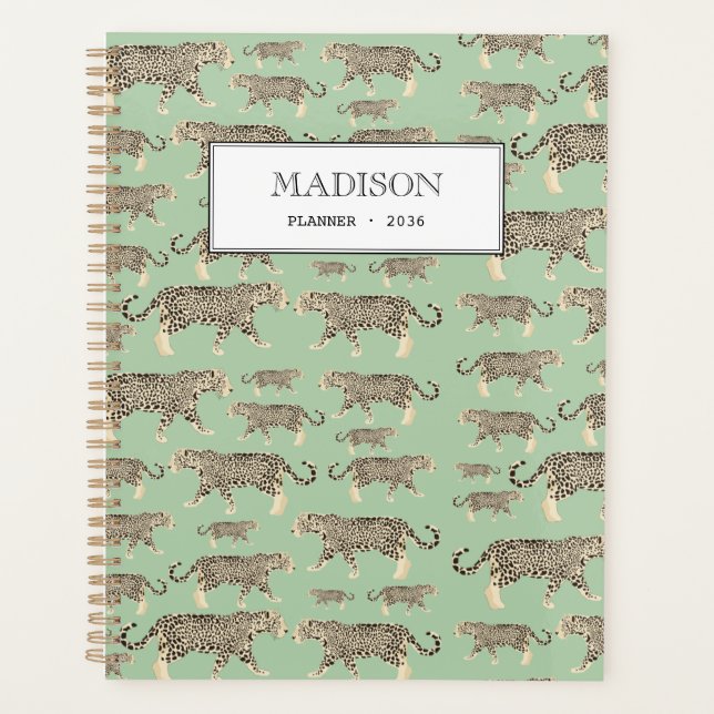 Agenda Padrão Animal Jaguar da Selva Personalizada (Frente)
