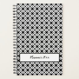 Agenda Padrão Arabesco Simétrico Preto e Branco Ousado