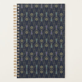 Agenda padrão Art Deco com formas geométricas em ouro