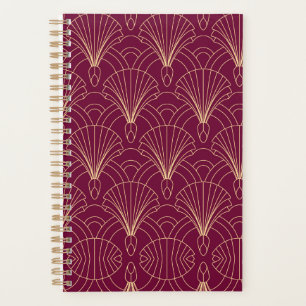 Agenda padrão Art Deco com motivos de leque geométricos d