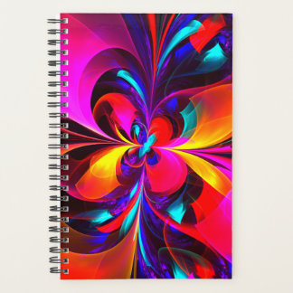 Agenda Padrão Azul Vermelho Abstrato Floral Moderno #07