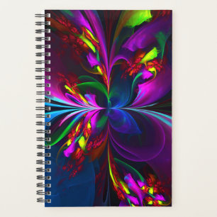 Agenda Padrão Azul Vermelho Abstrato Floral Moderno #15