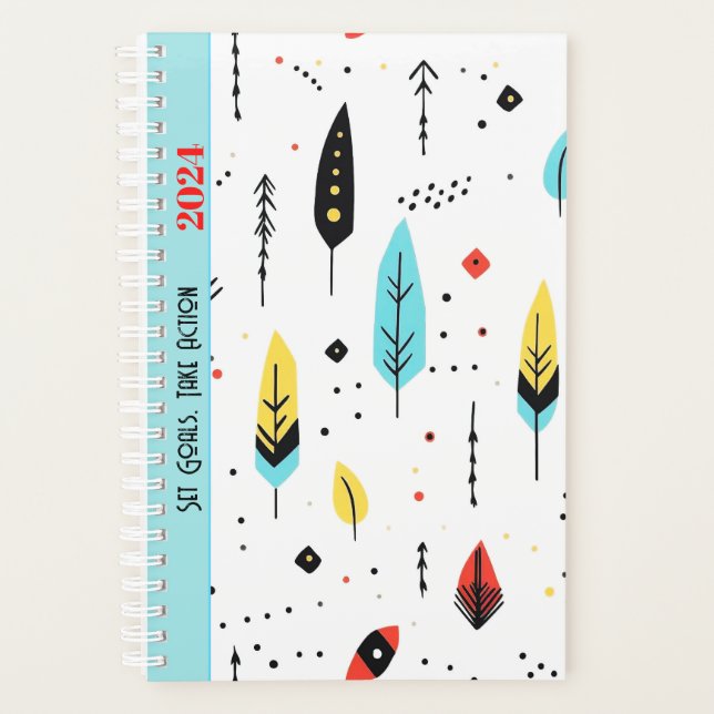 AGENDA PADRÃO BOHO DE COR BRANCA CUTA COTA MOTIVATIVA (Frente)