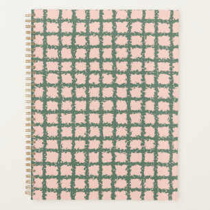 Agenda Padrão bonito de Xadrez rosa verde Pastel rosa