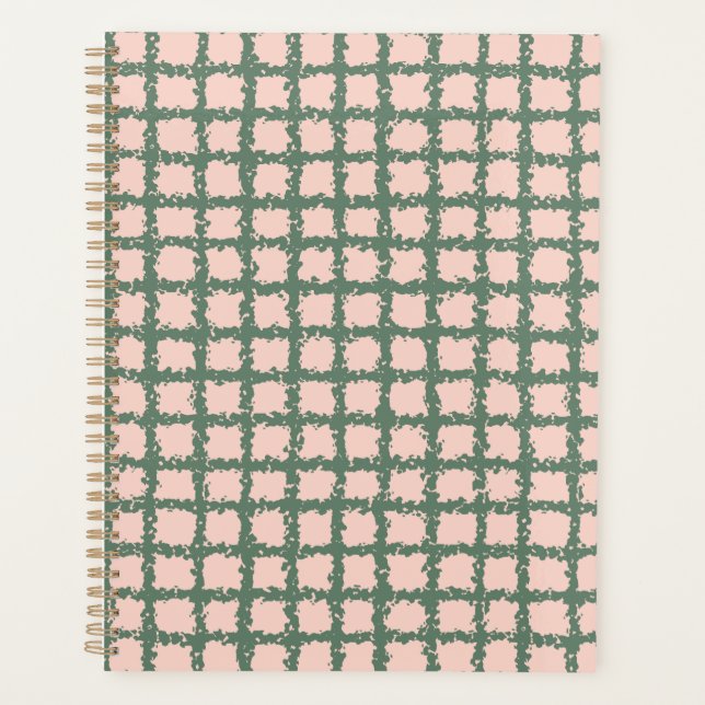 Agenda Padrão bonito de Xadrez rosa verde Pastel rosa (Frente)