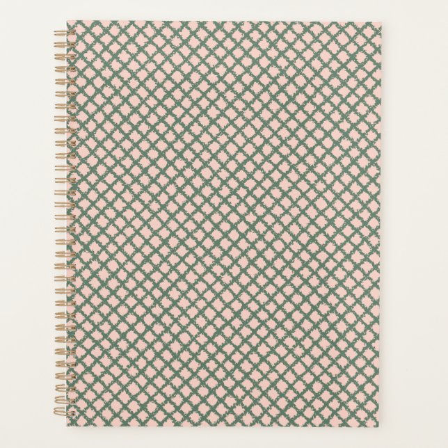 Agenda Padrão bonito de Xadrez rosa verde Pastel rosa (Frente)