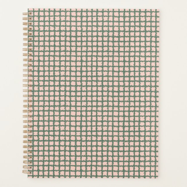 Agenda Padrão bonito de Xadrez rosa verde Pastel rosa (Frente)