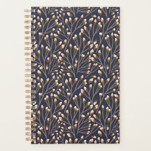 Agenda Padrão botânico em azul estilo vintage plano