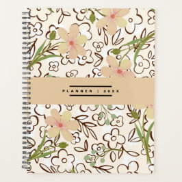Agenda Padrão Botânico Floral Verde Rosa Semanalmente Men