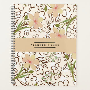 Agenda Padrão Botânico Floral Verde Rosa Semanalmente Men