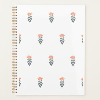 Agenda padrão botânico simples e contínuo com flores em