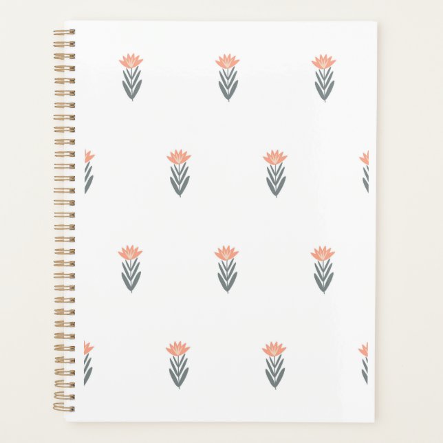 Agenda padrão botânico simples e contínuo com flores em (Frente)