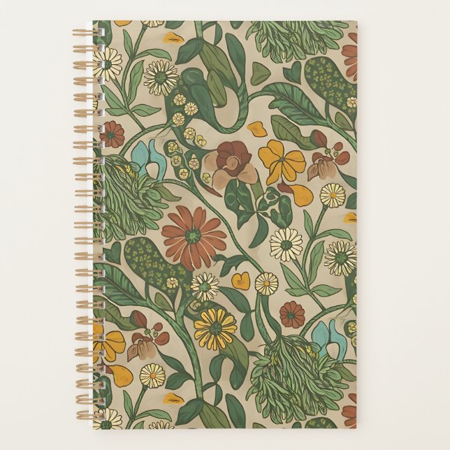 Agenda Padrão botânico vintage contínuo (Frente)