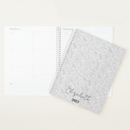 Agenda Padrão branco elegante personalizado, ano personal