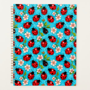 Agenda Padrão Colorido de Joaninha com Flores