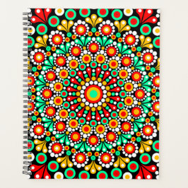 Agenda Padrão Colorido de Mandala Planners Boho Ponto