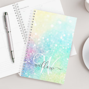 Agenda Padrão Colorido Glitter Pastel Bokeh Girly