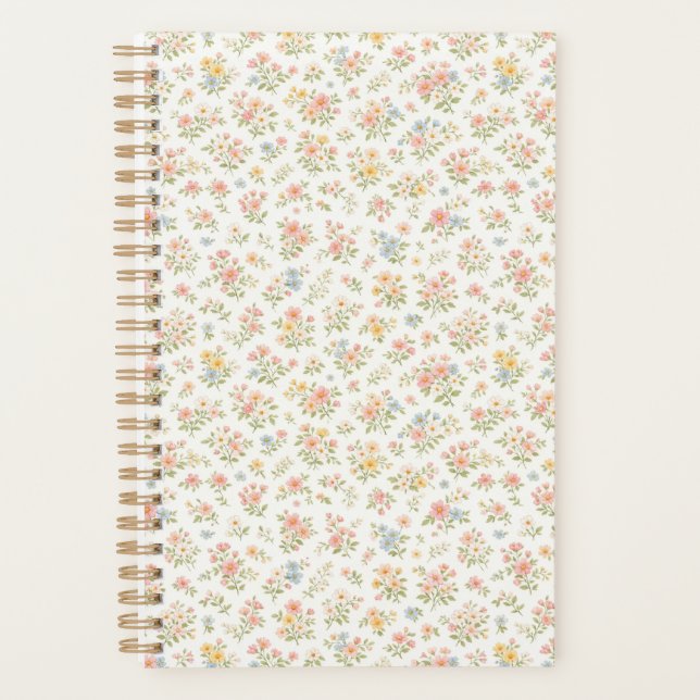 Agenda Padrão contínuo floral delicado e fofo (Frente)