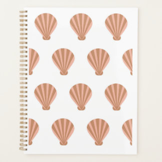 Agenda padrão contínuo vetorial com conchas marinhas.