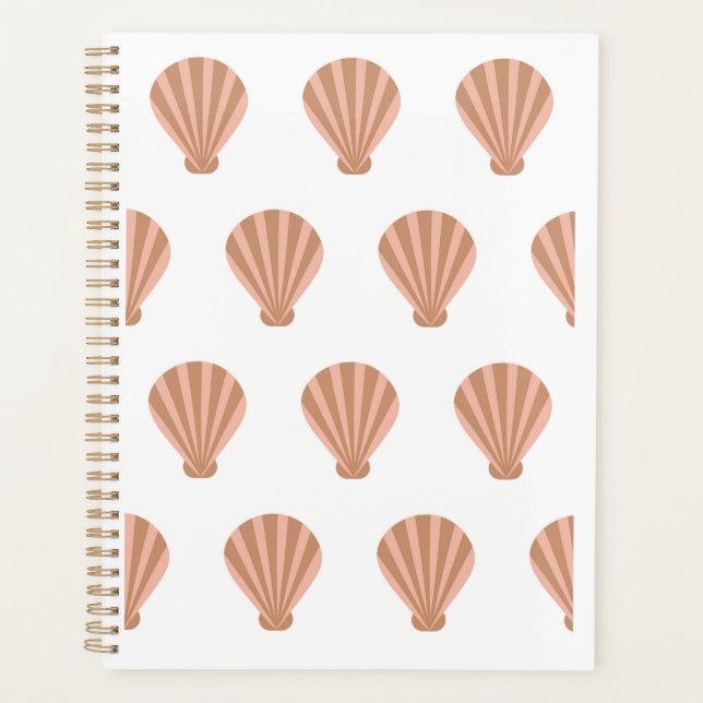 Agenda padrão contínuo vetorial com conchas marinhas. (Frente)