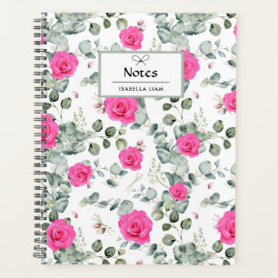 Agenda Padrão das flores cor-de-água verde-rosa