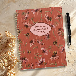 Agenda Padrão de Abelhas Coneflower Título Personalizado 