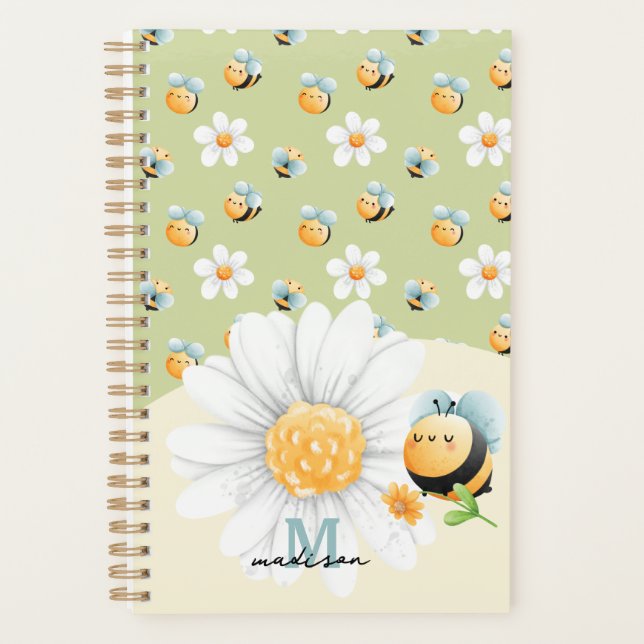 Agenda Padrão de Abelhas de Mel Bonito Personalizado (Frente)