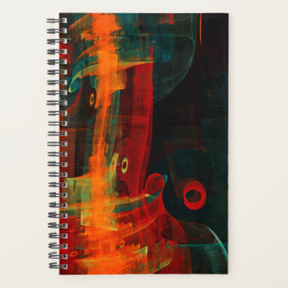 Agenda Padrão de Abstrato de Arte Moderno Vermelho Azul-L