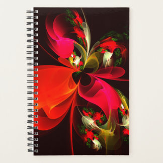 Agenda Padrão de Abstrato de Arte Vermelha Verde Floral M