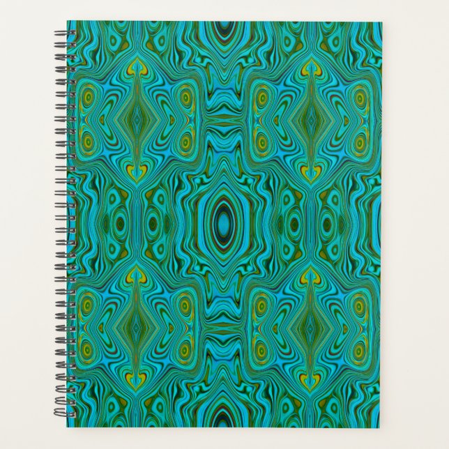 Agenda Padrão de Abstrato do Trippy Retro Turquoise Chart (Frente)