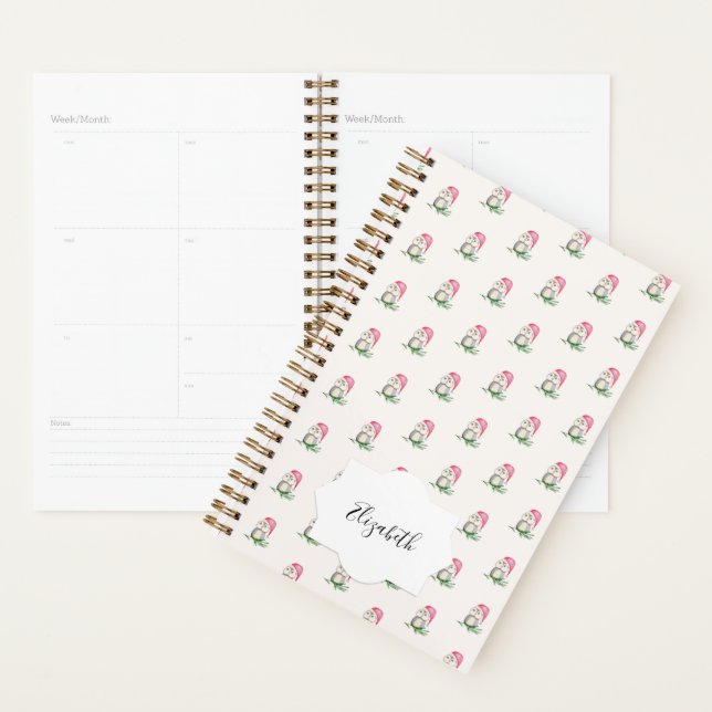 Agenda Padrão de Aquarela de Coruja de Papais noeis Bonit (Exibição)