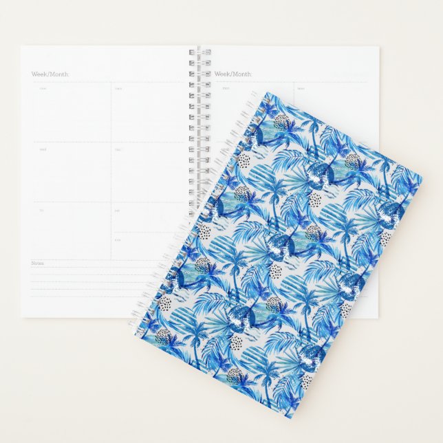 Agenda Padrão de Aquarela Tropical Azul Brilhante (Exibição)
