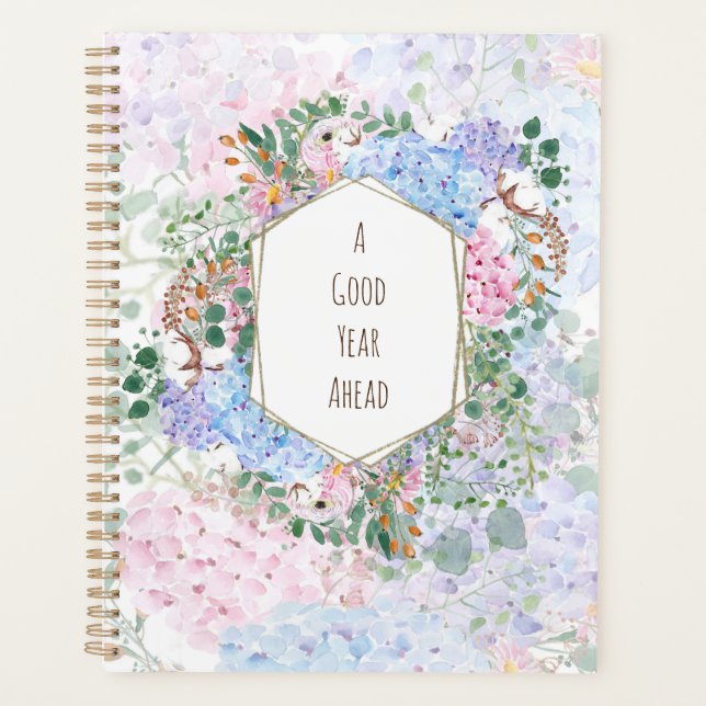 Agenda padrão de arranjo de hidrangea roxa rosa azul (Frente)