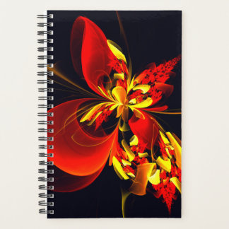 Agenda Padrão de Arte Abstrata Floral Amarelo Vermelho Mo