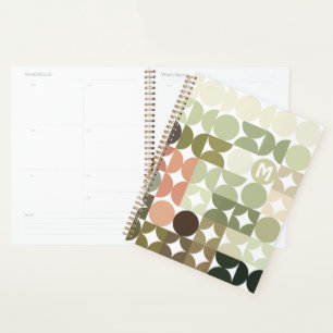 Agenda Padrão de Arte Laranja de Coral Verde Oleícola Per