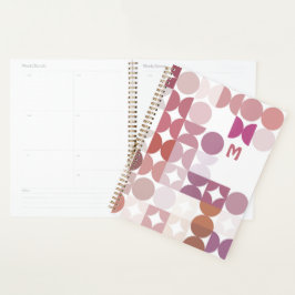 Agenda Padrão de arte retrô personalizado Bege Rosa Bege
