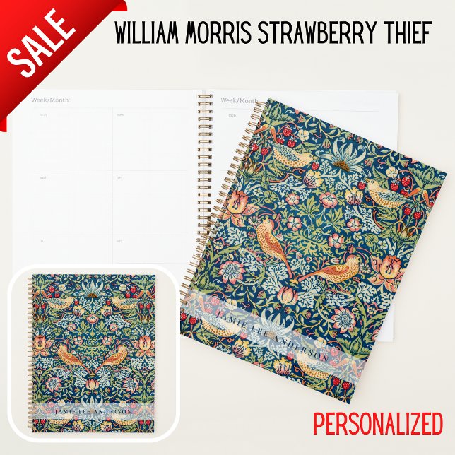 Agenda Padrão de Aves William Morris da Marca Personaliza (Criador carregado)
