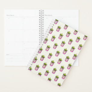 Agenda Padrão de Bolinhas com Suculência de Aquarela