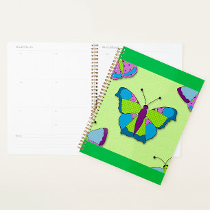 Agenda Padrão de Borboleta em Patchwork no Verde