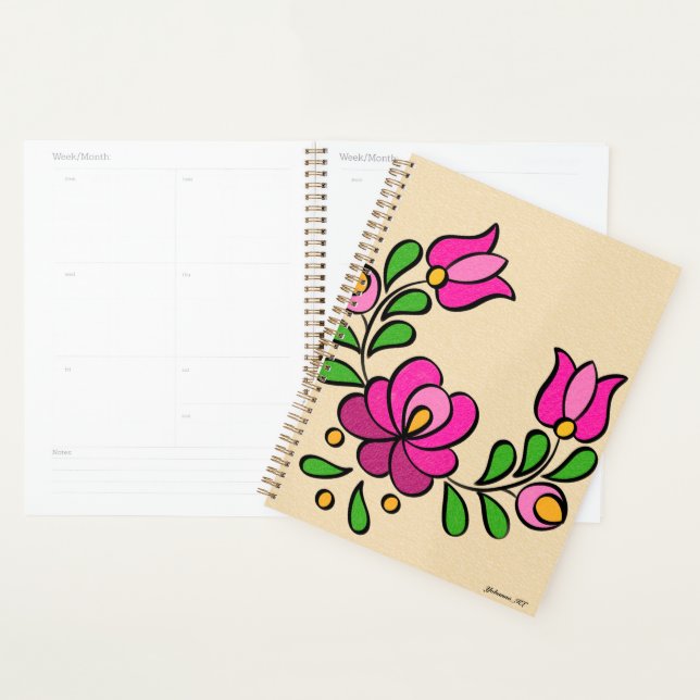 Agenda Padrão de bordado húngaro, "Matyó" - rosa (Exibição)