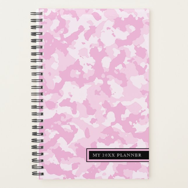 Agenda Padrão de Camo Rosa | Personalizável (Frente)