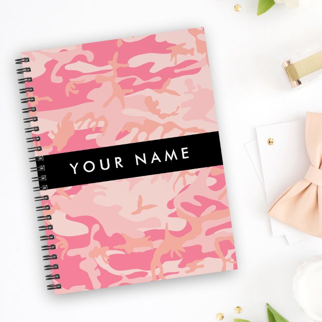 Agenda Padrão de Camuflagem Rosa, Seu nome, Personalize (Criador carregado)