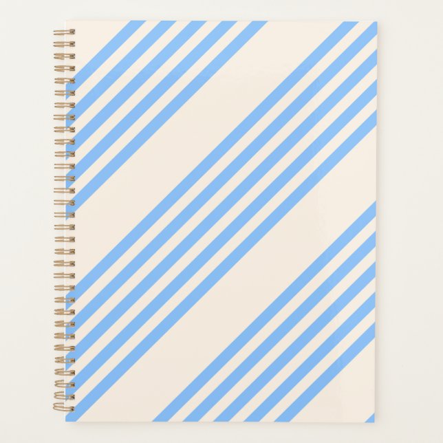 Agenda Padrão de cinco faixas azul e bege (Frente)